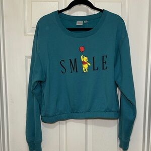 Disney Winnie the Pooh XXL Teal Smile Graphic Sweatshirt | Plus Size